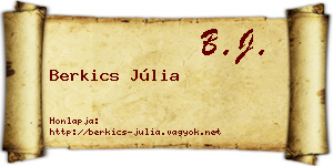 Berkics Júlia névjegykártya