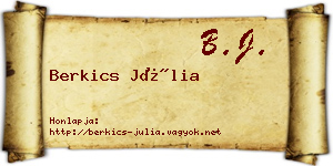 Berkics Júlia névjegykártya